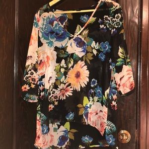 H&M Botanical Floral Chiffon Sheer Top